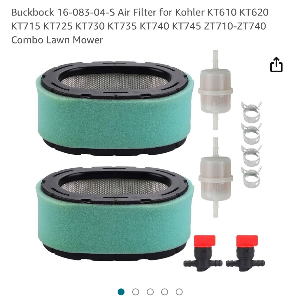 Buck block Filters for Kohler Combo lawnmower. air Filter fits KT610-KT620-